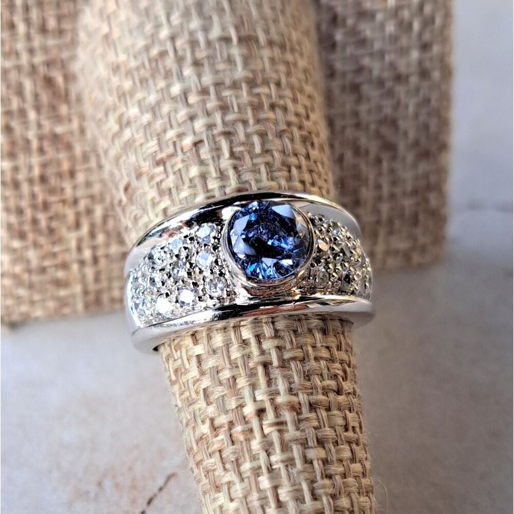 3 Carat t.w. Natural Tanzanite & Sapphire Sterling Silver Statement Ring - Picture 13 of 13